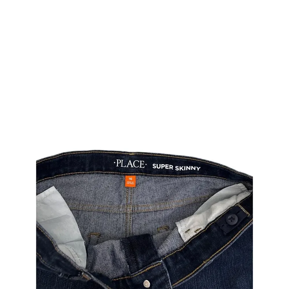 Children's Place Dark Denim Adjustable Waist Skinny Jeans Size Youth Boy's 16